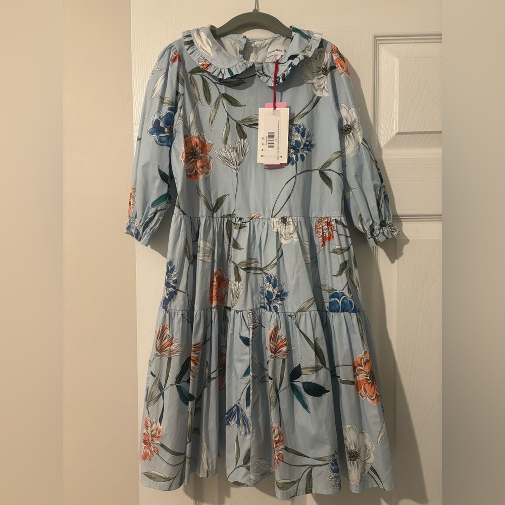 NWT Christina Rhode blue floral dress